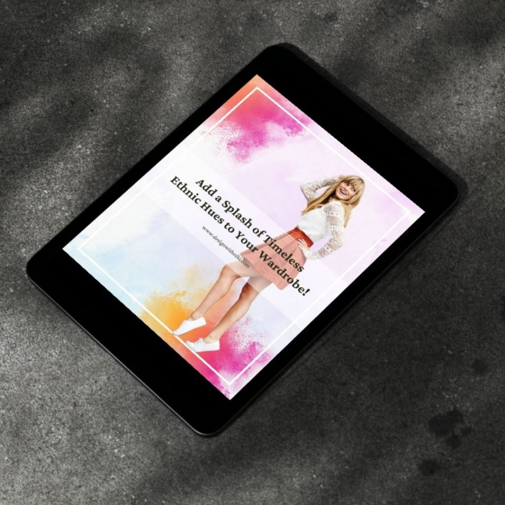 Trendy fashion template with colorful ethnic paint splashes and a modern outfit, perfect for promoting stylish wardrobe ideas.