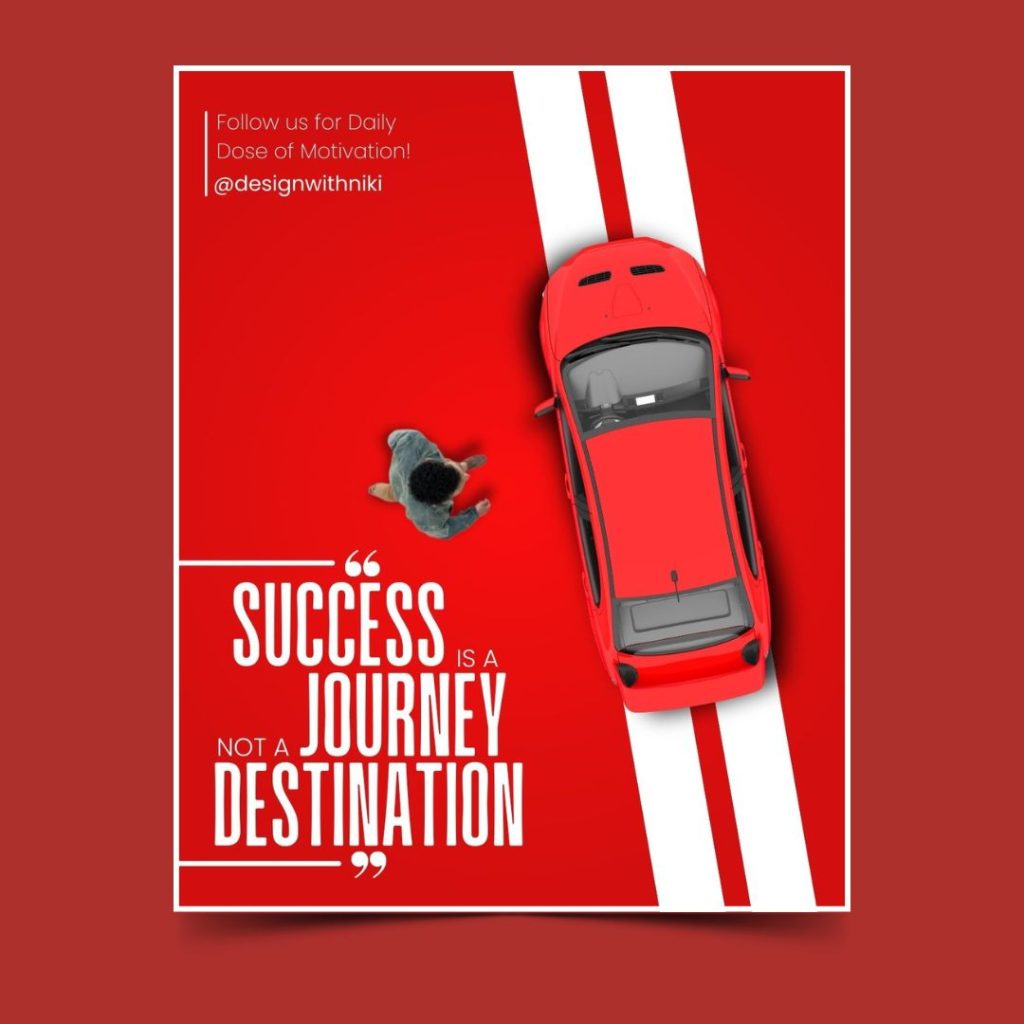 Free Canva car template featuring a red sports car with motivational quote. Ideal for automotive, travel, lifestyle, and inspirational social media content.