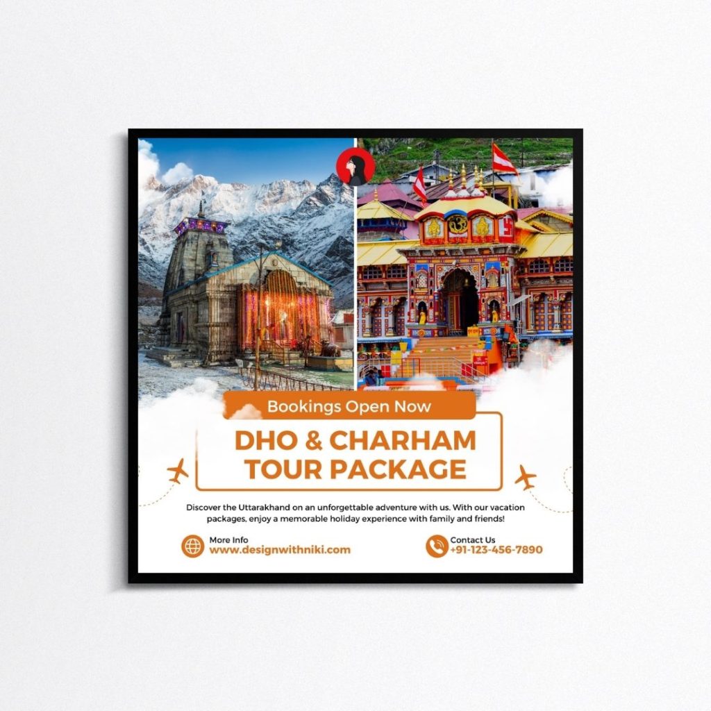 Download this editable Canva template for promoting Dho & Charham tour packages. Perfect for travel agencies and holiday marketing.