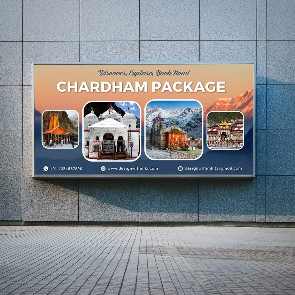 Download this Canva template for promoting Chardham travel packages. Ideal for tour operators marketing spiritual Himalayan journeys.